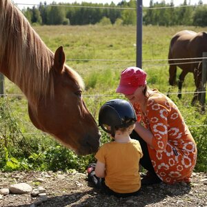 HeHKu™ -yksityistunti 5-8 -vuotiaille, tunnetaitoleikkejä hevosen kanssa, 1-4hlö ryhmähinta 60min